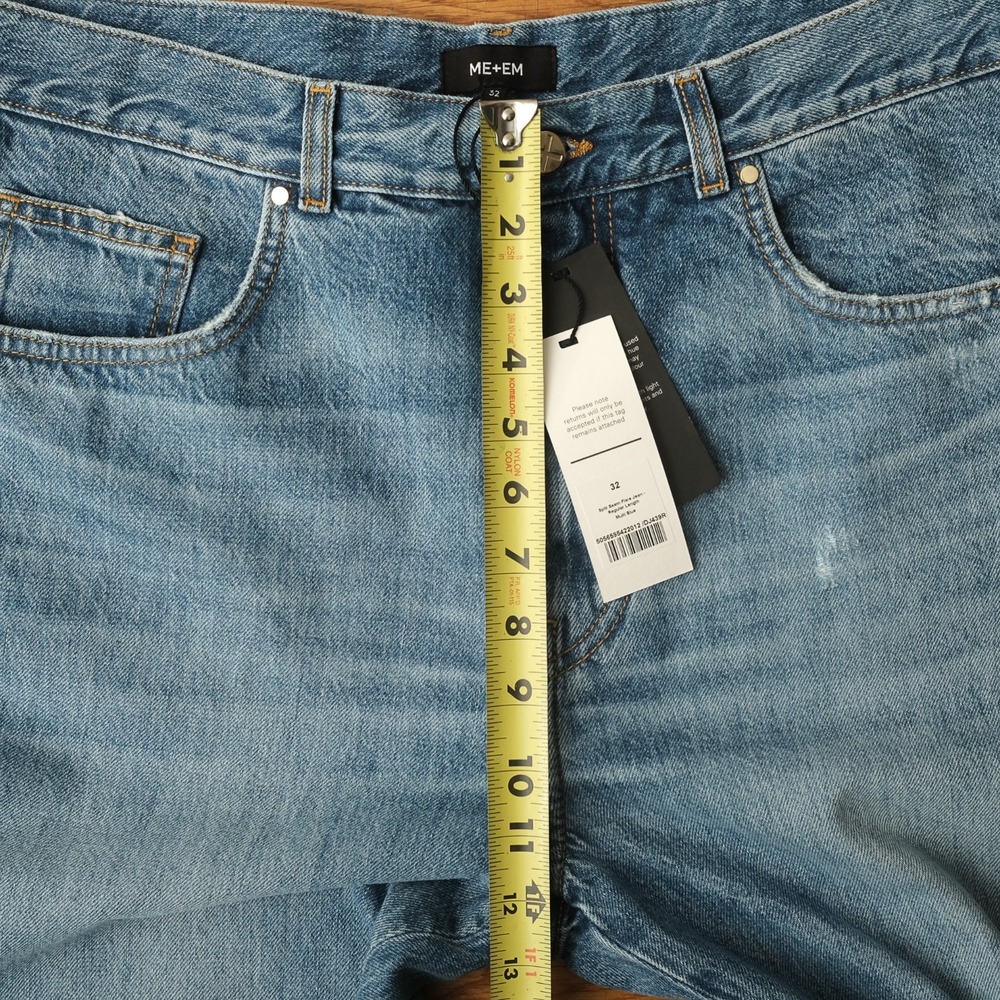 ME+EM Split Seam Flare Jeans Blue Multi Wash Regular Length Wide Leg Size 32 - Picture 10 of 13